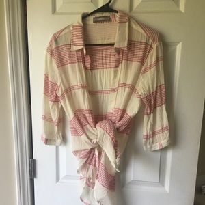 Button down, pink and cream top. Medium